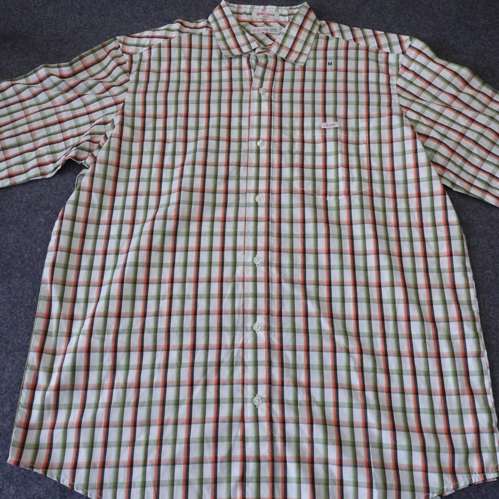 Ecko Unltd Mens Orange Green Plaid Short Sleeve Button Down Shirt Size M 1972